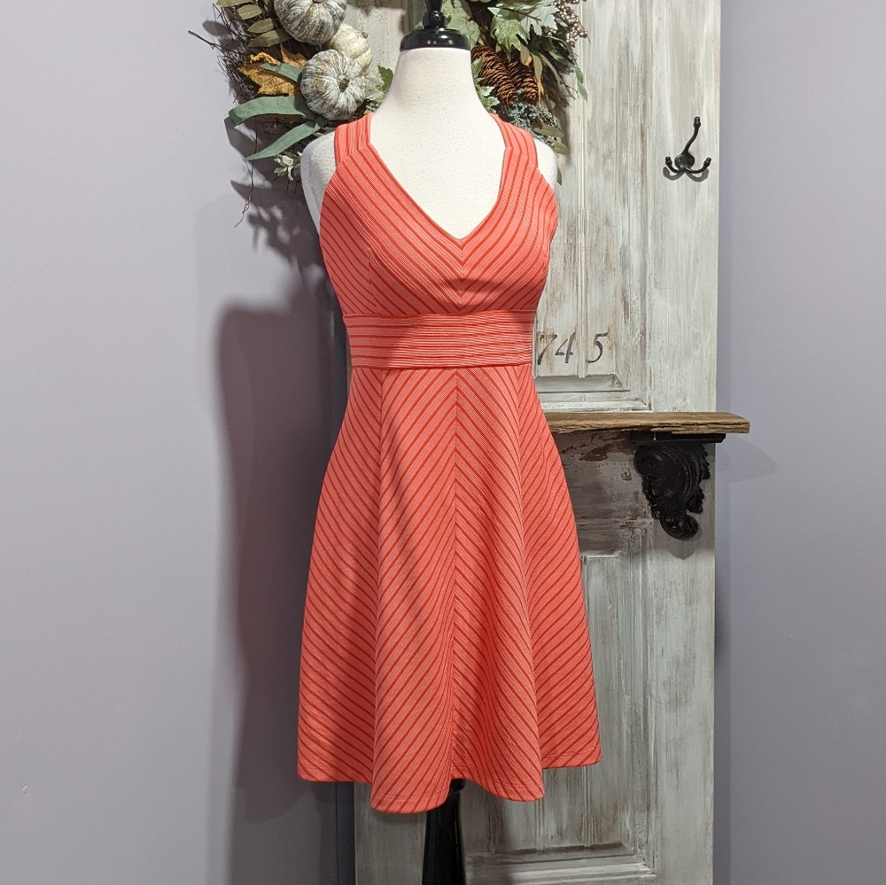 🧡SOLD💓Adrianna Papell pink/red striped dress - Picture 2 of 9